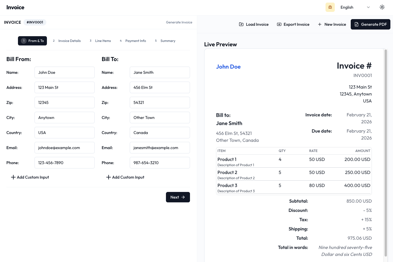 Invoify Website image